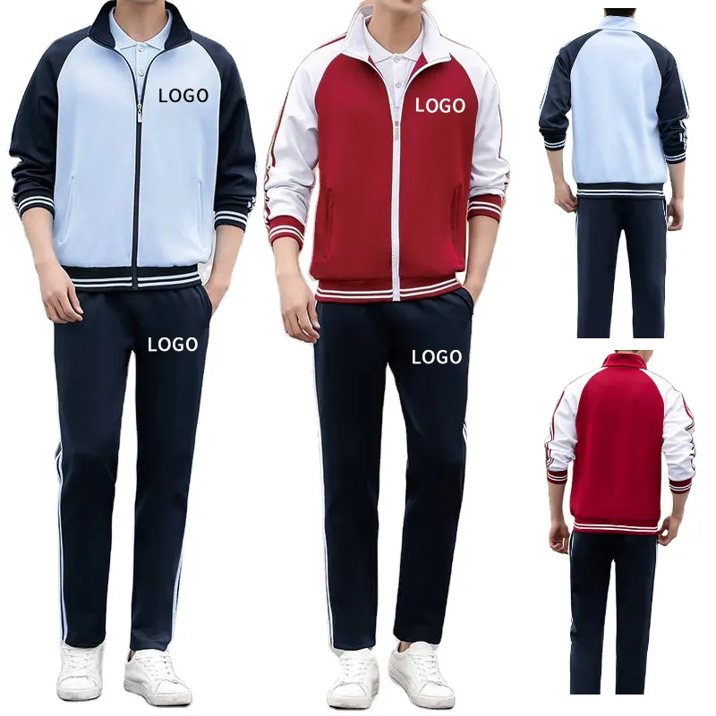 New plus size Men Tracksuit Blue red women mens modest Sportswear set custom logo printing casual gym training jogging wear