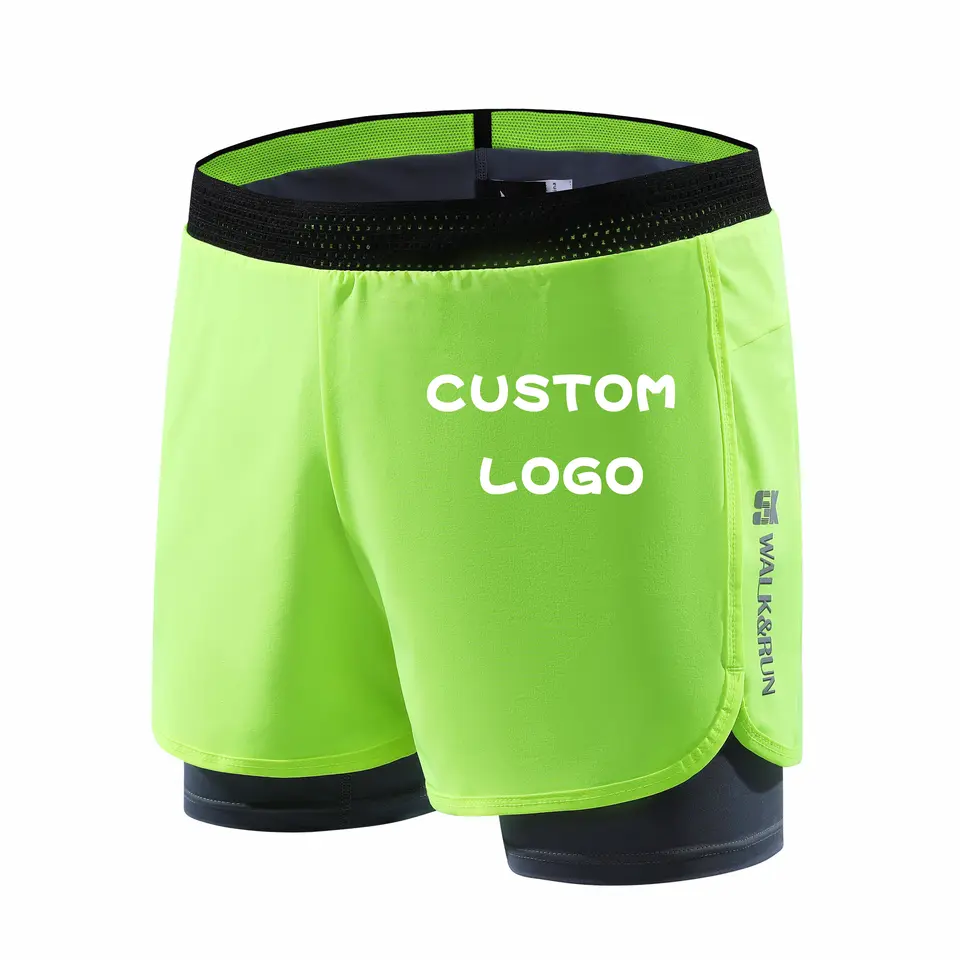 High quality Custom Logo 2 In 1 Double Layer Athletic Sports Shorts Jogger Mens men gym running shorts